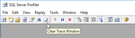 The Clear Trace Window icon in SQL Server Profiler