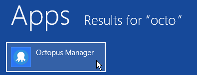 The Octopus Manager opened from the start menu