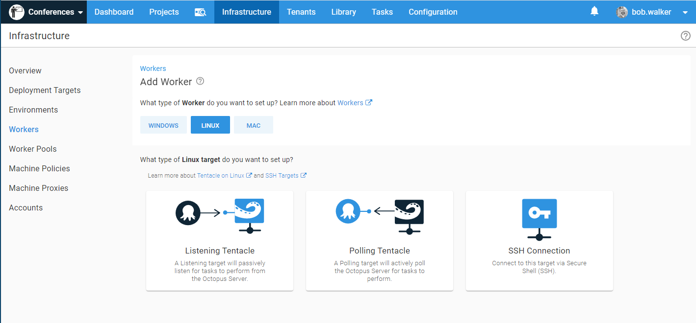 Choosing between listening, polling and SSH when adding a worker