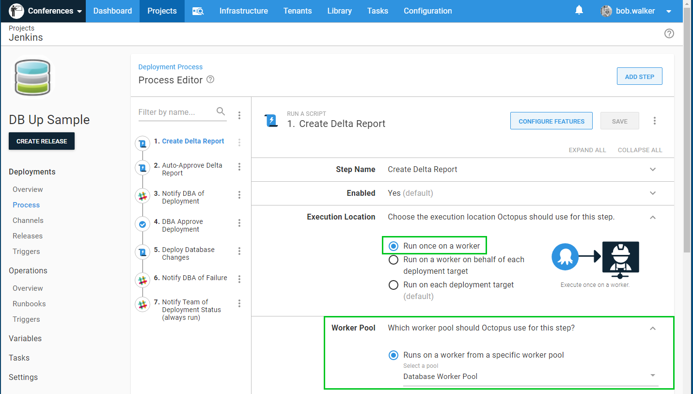 The worker pool option in a deployment step