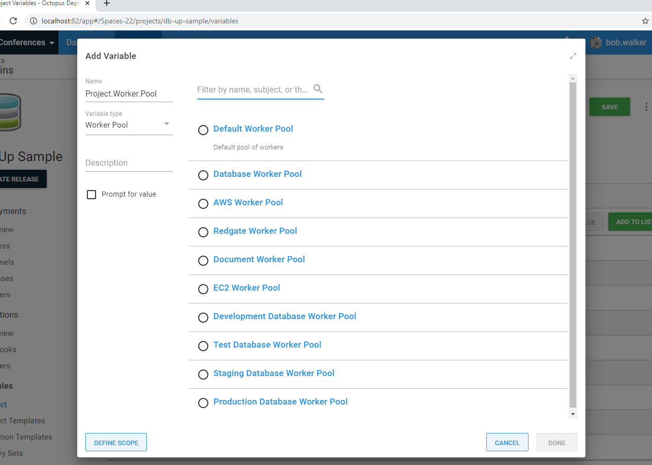 Selecting the worker pool for the variable value