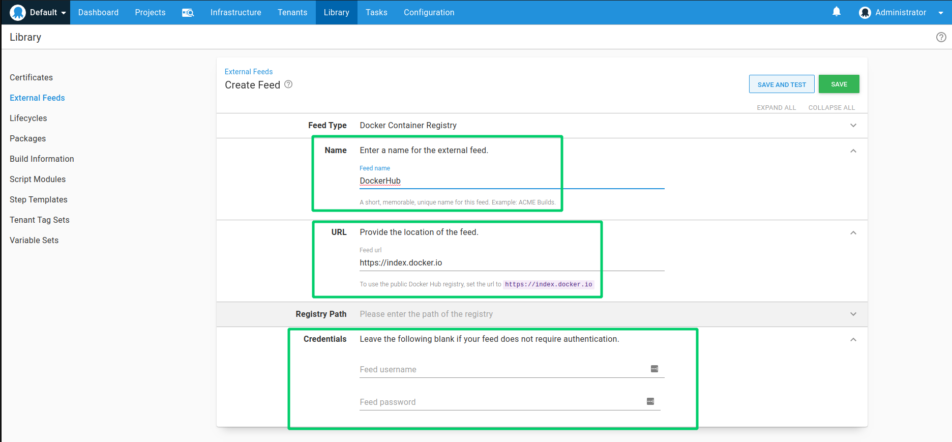 Adding a Docker Hub feed