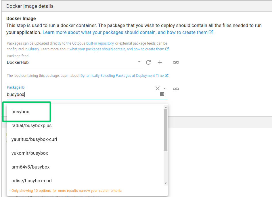 Package auto-complete returning busybox images from Docker Hub