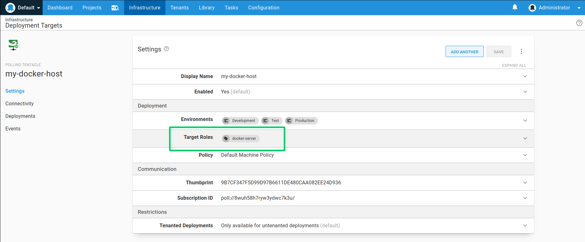 An Ubuntu deployment target tagged docker-server