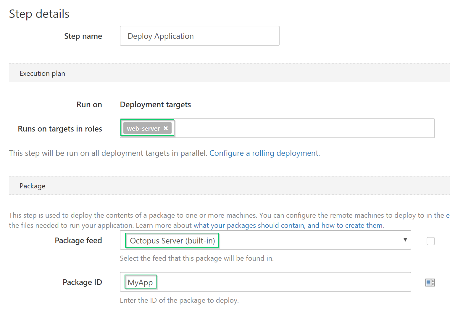 The deployment process deploying the MyApp package to an IIS website
