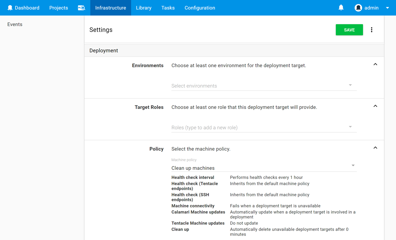 Assigning a machine policy to a machine