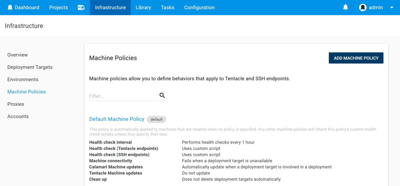 The Add machine policy button