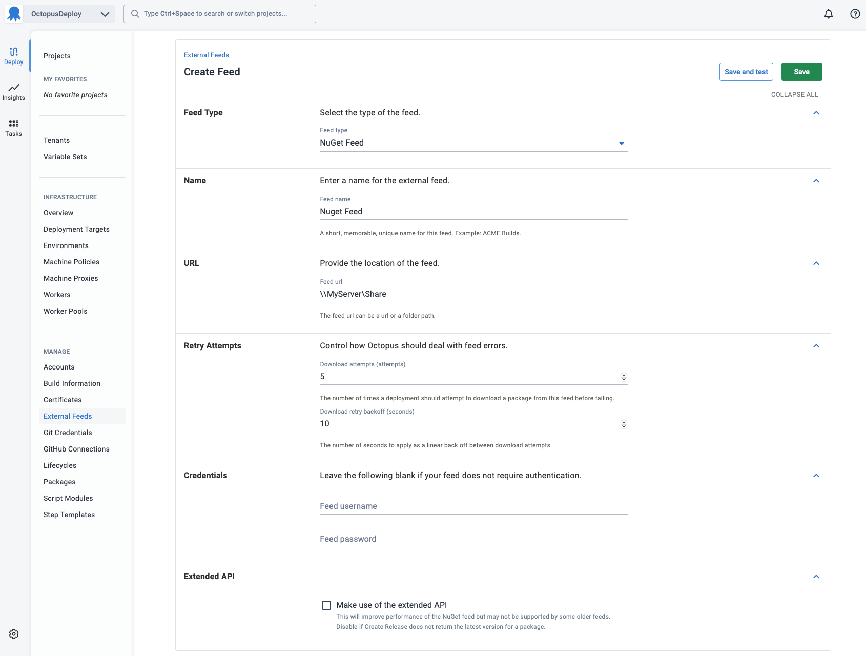 Adding an external NuGet feed