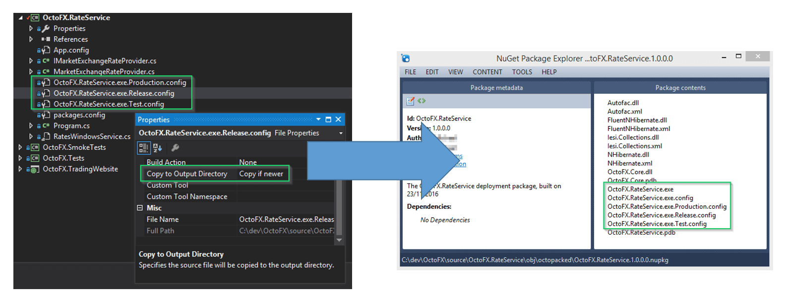 Configuration transform output in the deployment log