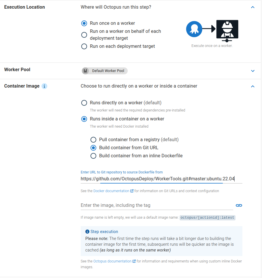The Docker image from a Git URL option