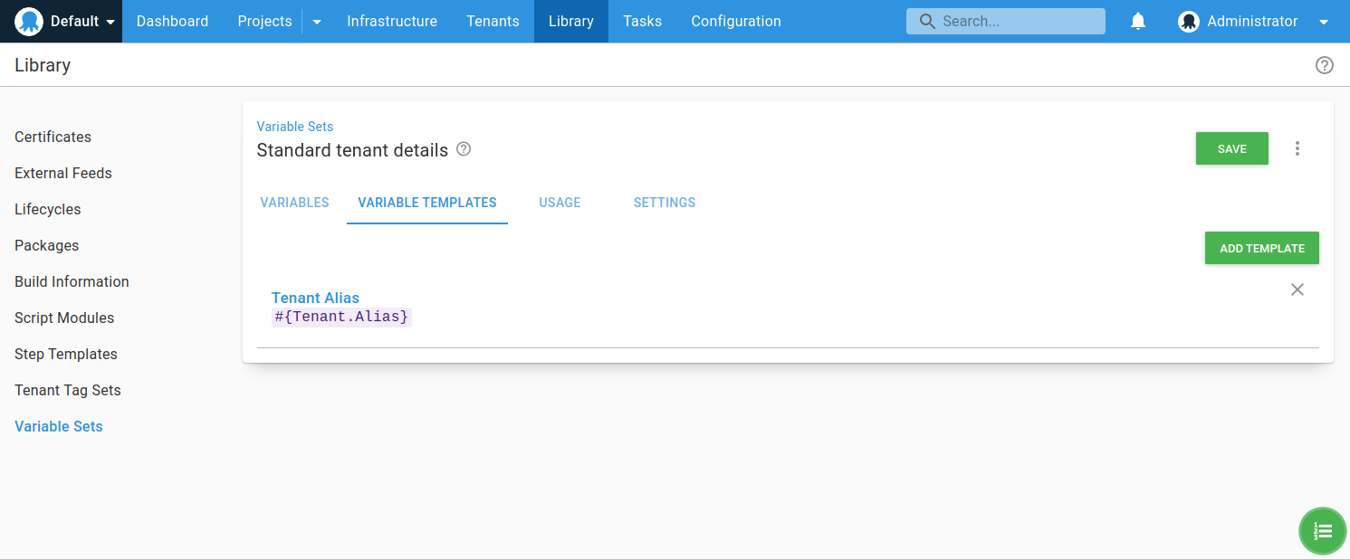 Adding a variable template to a library variable set