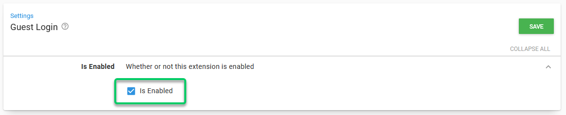 The Is Enabled checkbox for guest login