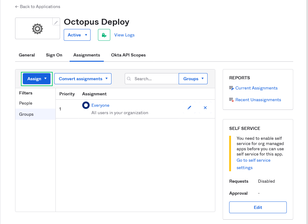 Assigning the Okta app to users and groups
