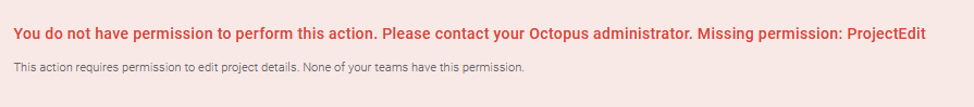 The error shown when a user lacks the required permissions
