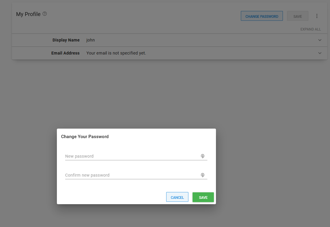 Entering and confirming a new password