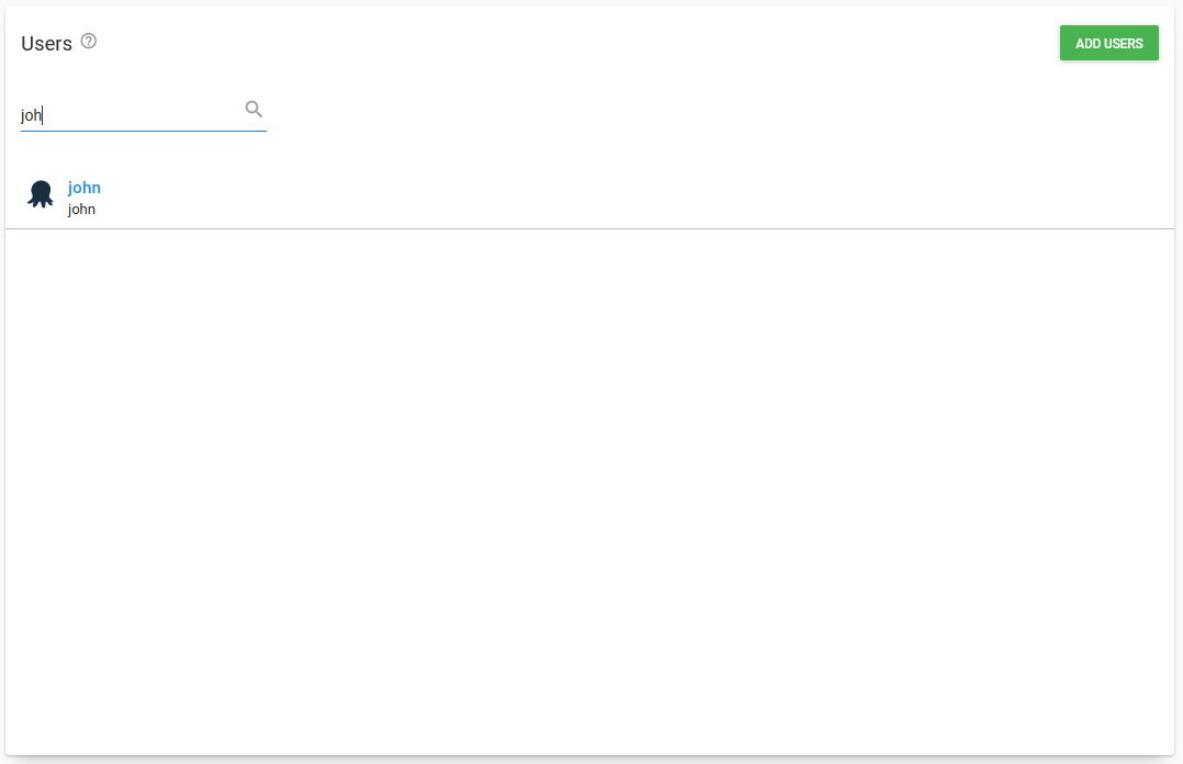 Searching for a user under Configuration ➜ Users