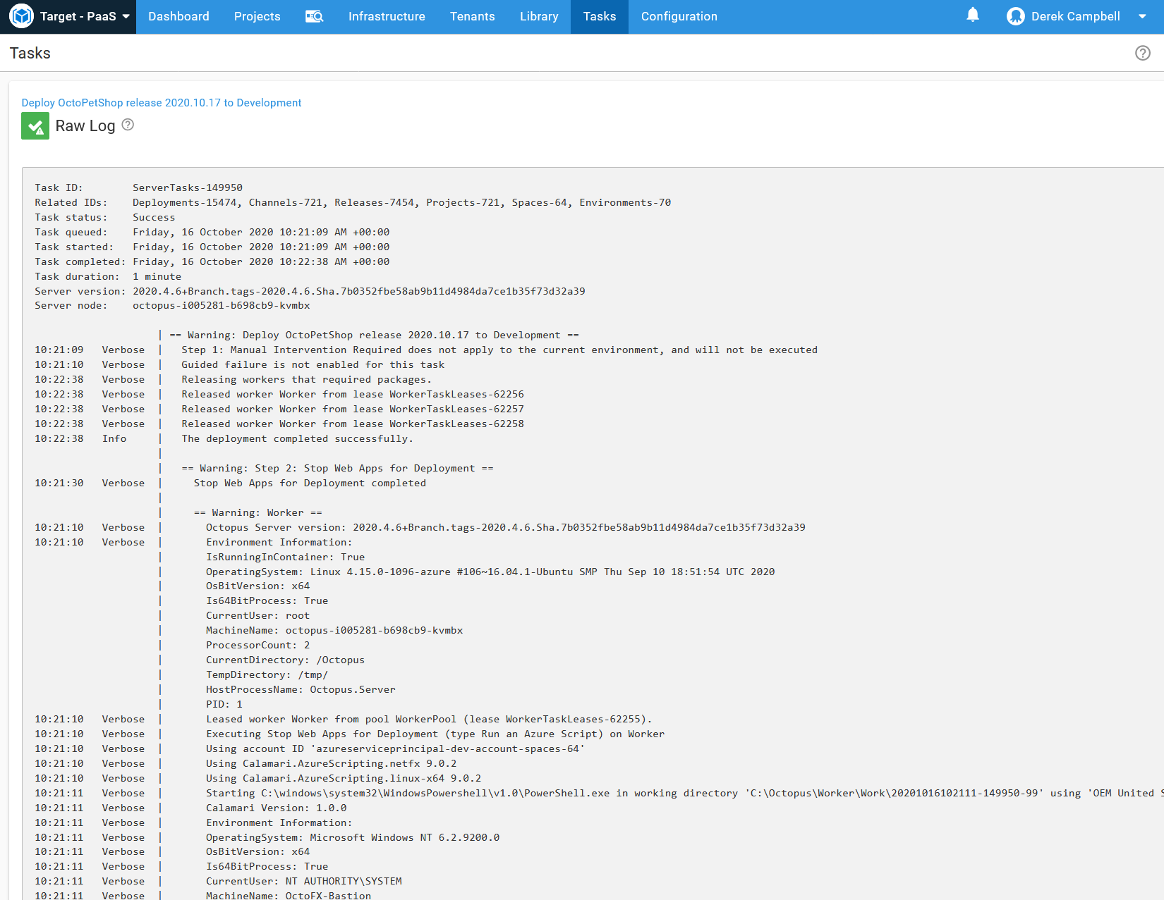 The raw task log text file