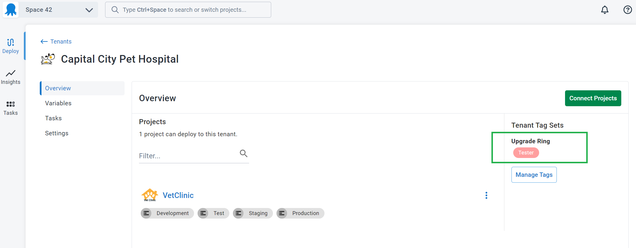 A tenant tagged with Tester